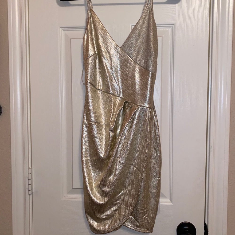 Olive tree gold bodycon dress